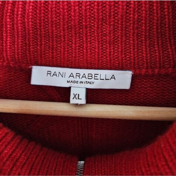 Rani Arabella 100% Cashmere Red Knit Full Zip Cardigan Sweater | sz XL - Picture 2 of 10